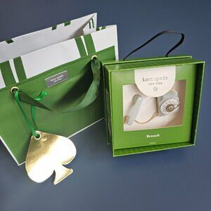 Kate Spade new x Target Telephone Brooch Pin Phone Blue/ Gold + gift bag